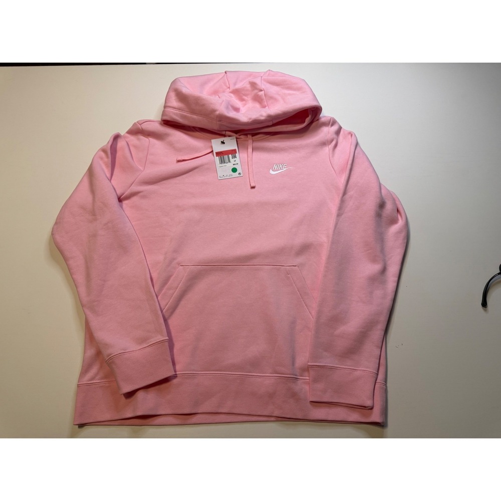 Nike Womens Sportswear Club Fleece Hoodie Pink Salt DQ5793-690 Size L NWT